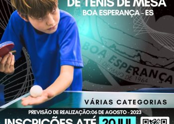 II Torneio Open de Tênis de mesa – Boa Esperança – ES: Inscrições Abertas
