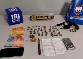 Policiais civil e militar apreendem drogas e armas em Montanha ES
