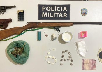 POLICIAIS REALIZAM PRISÃO POR TRÁFICO DE DROGAS E APREENSÃO DE ARMAS EM ECOPORANGA