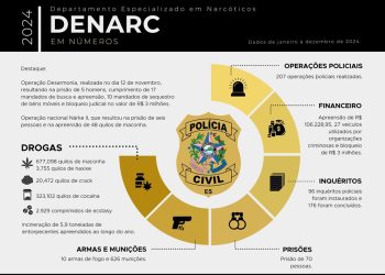 Denarc encerra 2024 com resultados expressivos no combate ao tráfico e lavagem de dinheiro no Espírito Santo