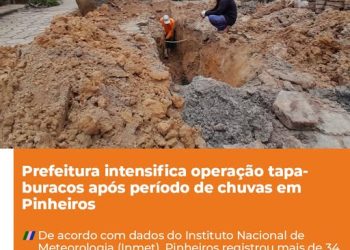 Prefeitura de Pinheiros intensifica operação tapa-buracos após período de chuvas em Pinheiros