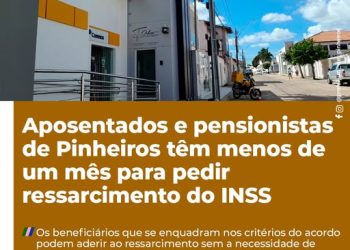 Aposentados e pensionistas de Pinheiros têm menos de um mês para pedir ressarcimento do INSS