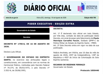Governo do Estado decreta luto oficial pela morte de soldado da Polícia Militar Governo do Estado decreta luto oficial pela morte de soldado da Polícia Militar